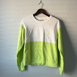 Columbia Men's Lime Green and White Crewneck Sweater
